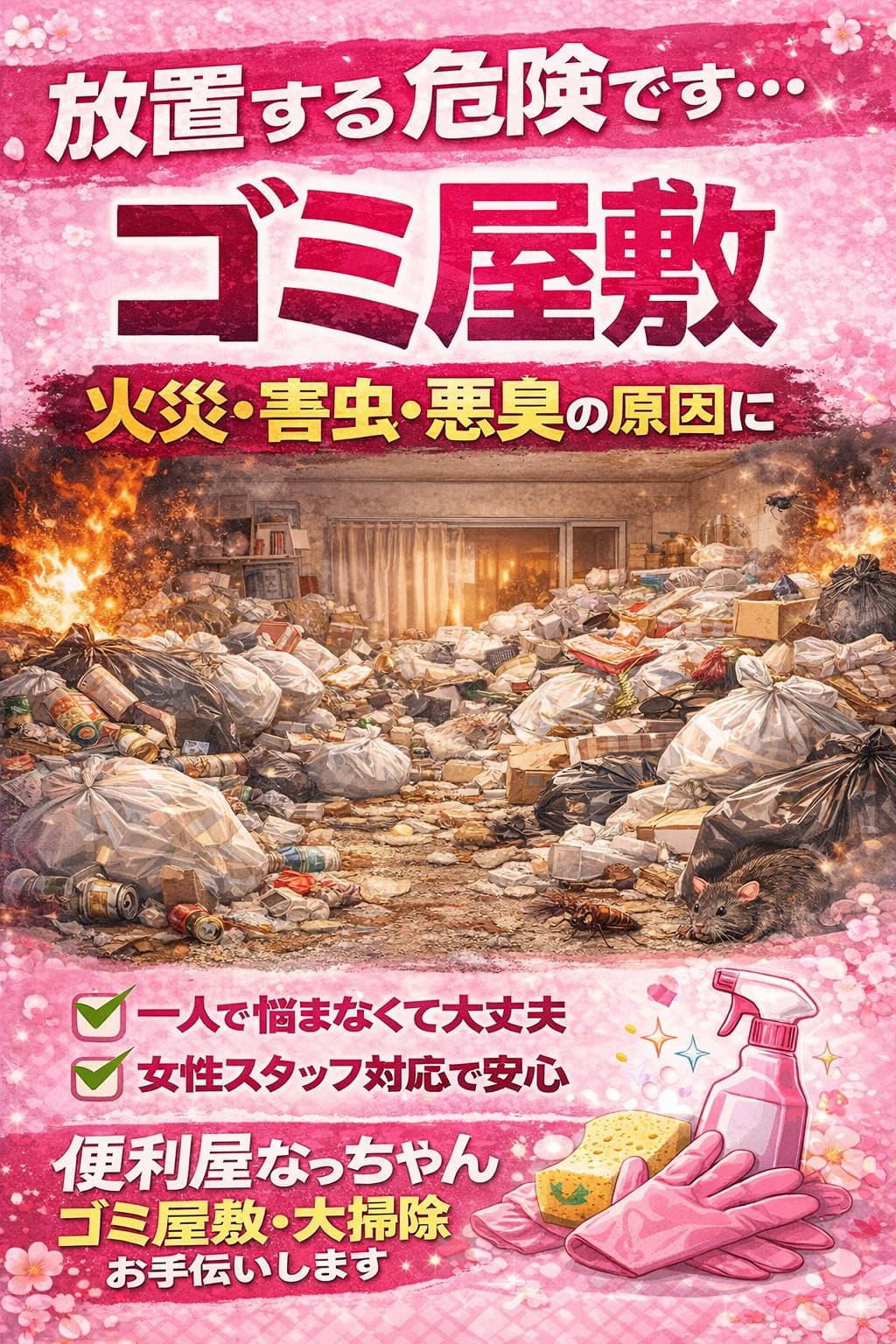 ゴミ屋敷・ゴミマンション・ゴミアパートの清掃は、横浜便利屋なっちゃん